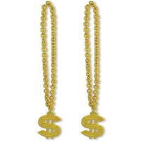 "Gold Chain Beads with $ Medallion - Elegant and Stylish (Pack of 12)"