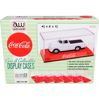 6 Collectible Acrylic Display Show Cases with Red Plastic Bases with 3 Different Slogans "Coca-Cola" for 1/64 Scale Model Cars by Autoworld