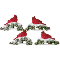 Cardinal on Branch (Set of 4)