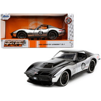 1969 Chevrolet Corvette Stingray ZL-1 #6 Black and Silver \Bigtime Muscle\ Series 1/24 Diecast Model Car by Jada"""