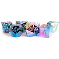 FanRoll by Metallic Dice Games 16mm Aluminum Plated Acrylic Poly DND Dice Set: Rainbow Aegis w/White Numbers, Role Playing Game Dice for Dungeons and Dragons