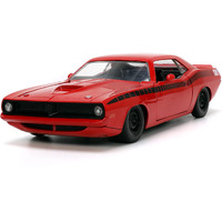 1973 Plymouth Barracuda Red with Black Stripes "Bigtime Muscle" Series 1/24 Diecast Model Car by Jada
