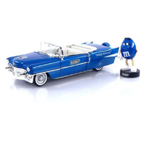 1956 Cadillac Eldorado Convertible Blue Metallic with Cream Interior "Stay Classy" and Blue M&M Diecast Figure "M&M's" "Hollywood Rides" Series 1/24 Diecast Model Car by Jada