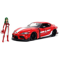 2020 Toyota Supra Red with Graphics and Miriya Sterling Diecast Figurine "Robotech" "Hollywood Rides" Series 1/24 Diecast Model Car by Jada