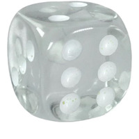 Role 4 Initiative d6 18mm Translucent Clear w/White (12)