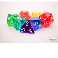 Prism Translucent GM Dice with White Numbers 16mm (5/8in) Set of 7 Chessex