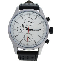 AG0308-01 Silver/Black Leather Strap Watch by Antoneli for Men - 1 Pc Watch