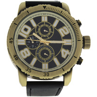 AG1905-02 Gold/Black Leather Strap Watch by Antoneli for Men - 1 Pc Watch
