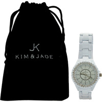 2033L-WS White Stainless Steel Bracelet Watch by Kim & Jade for Women - 1 Pc Watch