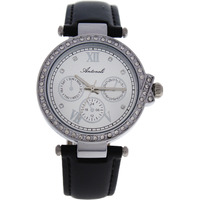 AL0519-07 Silver/Black Leather Strap Watch by Antoneli for Women - 1 Pc Watch