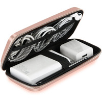 Imangoo Shockproof Carrying Charger Case Hard Protective Eva Impact Resistant Power Bank Pouch Small Electronics Organizer Cable Accessory Travel Essentials For Women Size 6.5 ' 'X3.2 ' 'X1 ' ' Rose Gold