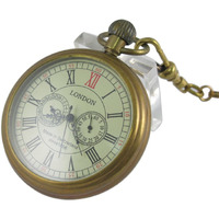 Vigoroso Men 's Vintage Full Copper Hand-Wind Mechanical Second&24Hours Sub-Dials Pocket Watch In Box