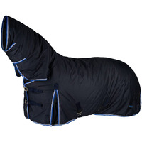 Horze Glasgow Medium Weight Waterproof Combo Turnout Winter Horse Blanket With Neck Cover (150G Fill) - Dark Blue - 81 In