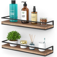 Meangood Floating Shelves Wall Mounted Set Of 2  Rustic Wood Wall Storage Shelves For Bedroom Living Room Bathroom  Kitchen Torched Wood
