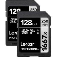 Lexar Professional 1667X 128Gb (2-Pack) Sdxc Uhs-Ii Cards Up To 250Mbs Read For Professional Photographer Videographer Enthusiast (Lsd128Cbna16672)