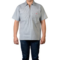 Ben Davis Short Sleeve 1/2 Zip Shirt 179 Light Gray Stripe Large