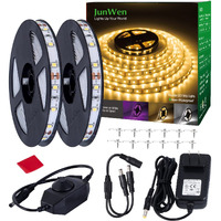 Junwen 40Ft Warm Led Strip Lights  Flexible Smd2835 Led Ribbon Lights 12V Dimmable Strip Lighting Plug In Indoor Led Tape Light Cuttable Led Strip Lights For Bedroom Christmas Kitchen Cabinet Mirror