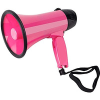 Mymealivos Portable Megaphone Bullhorn 20 Watt Power Megaphone Speaker Voice And Siren/Alarm Modes With Volume Control And Strap (Deeppink)
