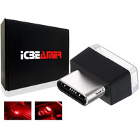 Icbeamer Type C Adapters Atmosphere Light  Color: Red] Universal Interface Plug-In Miniature Night Light Led Usb Car Interior Trunk Ambient