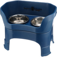 Neater Feeder Deluxe With Leg Extensions For Large Dogs - Mess Proof Pet Feeder With Stainless Steel Food & Water Bowls - Drip Proof  Non-Tip  And Non-Slip - Dark Blue