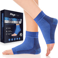 Physflex Compression Socks For Plantar Fasciitis  Achilles Tendonitis Relief - Ankle Compression Sleeve For Heel Spurs  Foot Swelling & Fatigue - Arch Support Brace For Everyday Use (Blue  Small)
