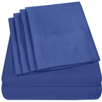 Full Size Bed Sheets - 6 Piece 1500 Supreme Collection Fine Brushed Microfiber Deep Pocket Full Sheet Set Bedding - 2 Extra Pillow Cases  Great Value  Full  Royal Blue