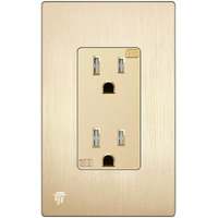 Enerlites Elite Series Decorator Receptacle Outlet Child Safe Tamper-Resistant  Self-Grounding  Residential Grade  15A 125V  Ul Listed  Wall Included  61501-Tr-Gdwbp  Brushed Gold With Plate
