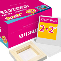 Aureuo Mini Stretched Canvas - 2X2 Inch/24 Pack - 2/5 Inch Profile Little Square Canvas - Holiday Gift Set For Kids  Ideal For Painting & Craft