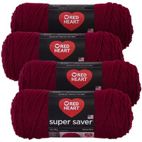 Red Heart Super Saver Yarn (4-Pack Of 7Oz Skeins) (Burgundy)