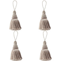 Fenghuangwu Colorful Tassel Key Tassel Diy Accessories For Curtain And Home Decoration-Khaki-4Pcs