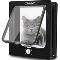 Ceesc Large Cat Doors  Magnetic Pet Door With 4 - Way Rotary Lock For Cats  Kitties And Kittens  Upgraded Version (Large  Black)