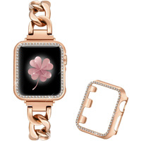 Dilando 38Mm 40Mm 41Mm Rose Gold Band Compatible With Apple Watch Women Men  Cool Chain Link Metal Strap For Iwatch Se And Series 8 7 6 5 4 3 2 1(Rose Gold  40Mm)