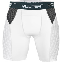 Youper Adult Elite Compression Padded Sliding Shorts W/Cup Pocket For Baseball  Football (White  Large)