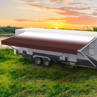 Shade Pro Rv Awning Fabric Replacement | Durable Premium Grade Vinyl (16 ' [Fabric 15 ' 2 ""]  Burgundy Fade) Camper Shade Awning Canopy