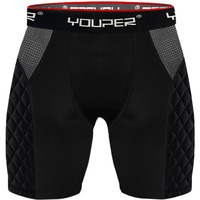 Youper Adult Elite Compression Padded Sliding Shorts W/Cup Pocket For Baseball  Football (Black Black  Small)