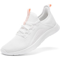 Aleader Womens Tennis Shoes Slip On Nurse Shoes For Walking Running Trainning Wokout Sneakers White Peach Size 8.5 Us