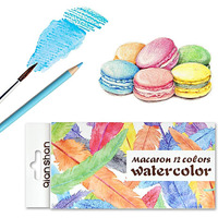 Qianshan 12 Macaron Colors Watercolor Pencils - Water Soluble Pre-Sharpened Wooden Colored Pencil Set For Adults Coloring Books Drawing Sketching Art Supplies  No Duplicates