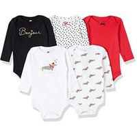 Hudson Baby Unisex Baby Cotton Long-Sleeve Bodysuits Bonjour  0-3 Months