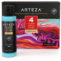 Arteza Acrylic Pouring Paint Set  4 Orchid Colors  4 Oz Bottles  High-Flow Paint  No Mixing Needed  Art Supplies For Canvas  Glass  Paper  Wood  Tile  And Stones  Orchid Tones  16 Fl Oz (Pack Of 1)
