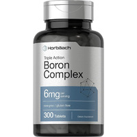 Triple Boron Complex 6 Mg Supplement  300 Tablets  Vegetarian  Non-Gmo  Gluten Free  Triple Action Boron Citrate  Boron Glycinate  Boron Asparate  By Horbaach