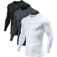Athlio Mens Upf 50 Long Sleeve Compression Shirts  Water Sports Rash Guard Base Layer  Athletic Workout Shirt  3Pack Blackcharcoalwhite  Small