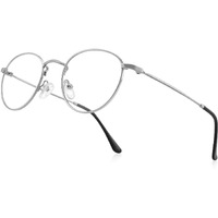 Rbpilot Small Metal Round Reading Glasses For Women Men Classic Vintage Retro Shades Blue Light Blocking Computer Readers (Silver  250)