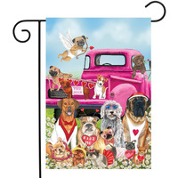 Briarwood Lane Happy Valentines Dogs Valentine Garden Flag - 12X18 - Heart Garden Flag - Valentines Garden Flag For Outside - Valentine Day Flag - Valentines Day Garden Flag - February Garden Flag