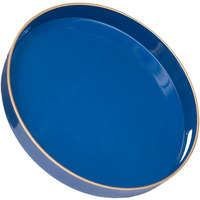 Maoname 13 Blue Round Tray  Navy Serving Tray With Handles  Modern Decorative Tray For Coffee Table  Plastic Tray For Ottoman  Bathroom  Decor