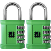 Padlock (2 Pack) 4 Digit Combination Lock - For Gym School Locker  Outdoor Gate  Shed  Fence  And Storage - Weatherproof Metal - Keyless  Easy To Set  Resettable - Green