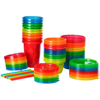 The First Years Straw Take  Toss Party Pack  Rainbow  30-Pieces