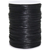Fqtanju 2Mm X 100 Yards Premium Quality Rattail Nylon Satin Cord Roll  Kumihimo Rattail Chinese Knot  (Black)