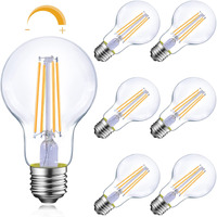 Energetic Dimmable Led Filament Light Bulbs  8W  60 Watt Equivalent  Soft White 2700K  Classic Clear Glass  A19 Led Light Bulb  6 Pack