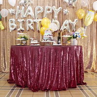 Jyflzq Burgundy Sequin Tablecloth 120 Round Sparkly Drape Table Cloths Table Cover Overlay For Wedding Birthday Party Baby Bridal Shower