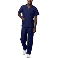 Sivvan Unisex Scrubs - Classic V-Neck Top  Drawstring Pants Scrub Set - S8400 - Navy - L